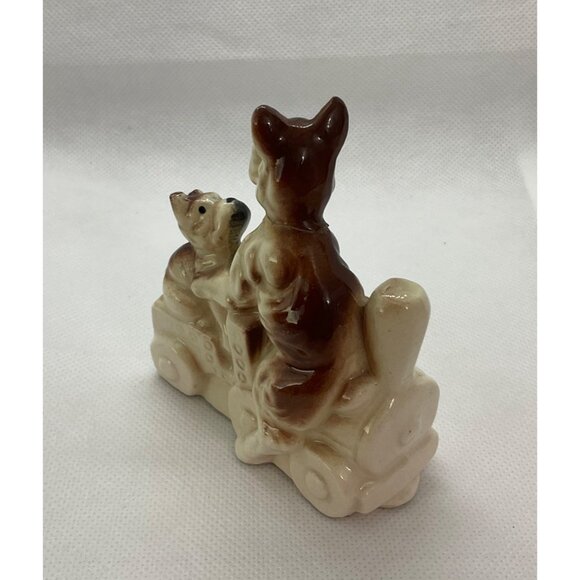 Vintage 1960's Ceramic Figure Dog Terriers Riding Train Japan Puppies Gr… - Picture 4 of 8